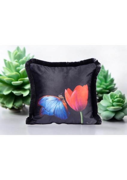 Kadife Kırlent Ithal Özel Tasarım Modern Klasik Püsküllü Kırlent Kılıfı