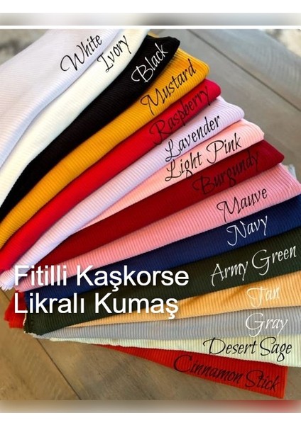 V Yaka Uzun Kol T-Shirt-Fitilli Kaşkorse Kumaş