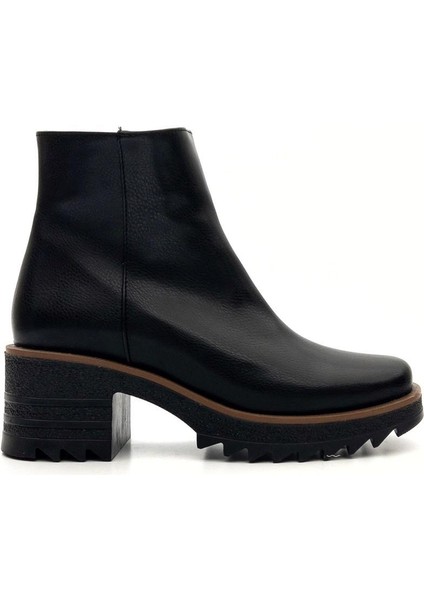 Potinonline K1010 Kadın Kalın Taban Fermuarlı Kısa Bot