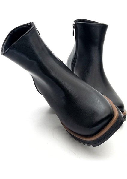 Potinonline K1010 Kadın Kalın Taban Fermuarlı Kısa Bot modelleri