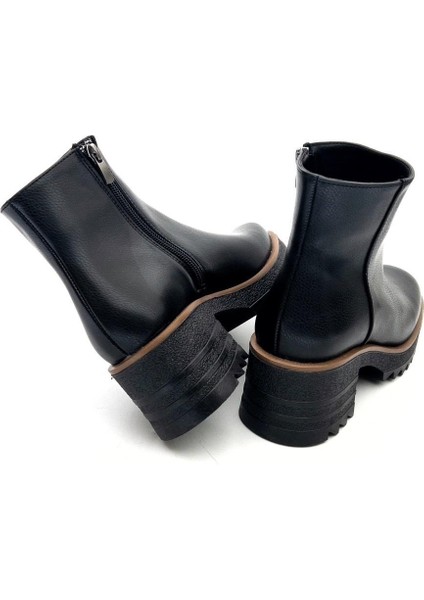 Potinonline K1010 Kadın Kalın Taban Fermuarlı Kısa Bot indirimleri