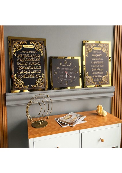 Ayetel Kürsi Fatiha Süresi ve Esmaül Hüsna Pleksi Kenar 3'lü Mdf Tablo ve Saat Seti fırsatları