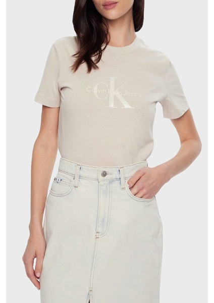 Logo Baskılı Pamuklu Regular Fit Bisiklet Yaka T Shirt J20J224983PDH Bayan T Shirt J20J224983 Pdh