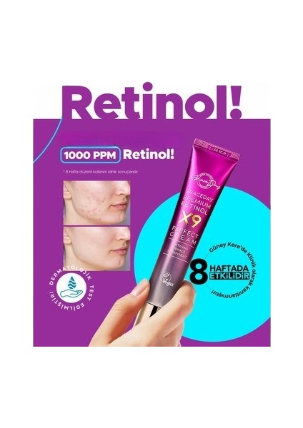 Çizgi Karşıtı, Aydınlatıcı ve Nemlendirici Premium Retinol X9 Perfect Cream