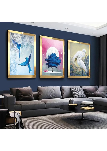 Aşk Kuşları Gold Pleksi Kenar 3'lü Mdf Tablo Seti fiyatları