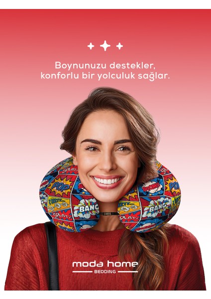 Visco Ortopedik Seyahat Yastığı-visco Yastık,çıkarılabilir Kılıf,pop Art modelleri