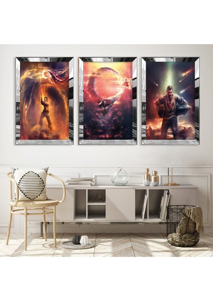 Türklük Gümüş Pleksi Kenar 3'lü Mdf Tablo Seti fiyatları