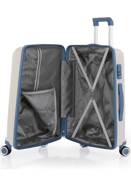 3lü Set Kırılmaz Silikon Seyahat Valizi Bavulu V305 Kemik Sky Blue