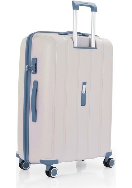 3lü Set Kırılmaz Silikon Seyahat Valizi Bavulu V305 Kemik Sky Blue