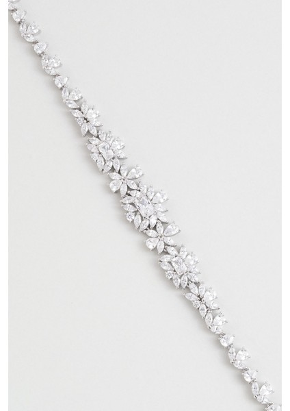 Gelin Çiçeği 18 Ayar Beyaz Altın Kaplama 19 Cm Gümüş Bileklik fiyatları