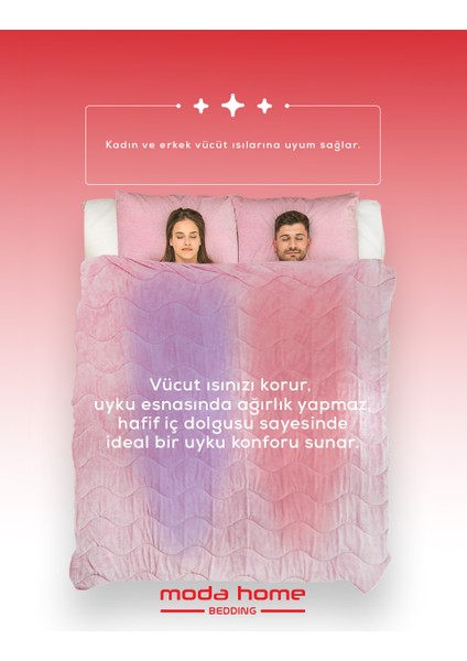 Welsoft Pembe Yorgan Seti Çift Kişilik (2Adet Silikon Yastık ve Kılıfları Hediye)