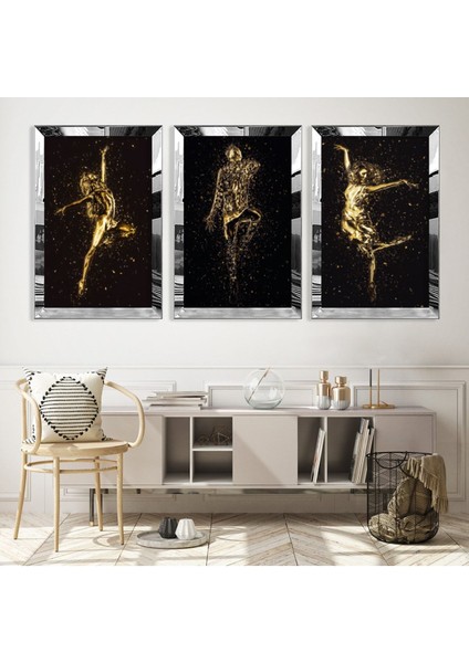 Sanat Modern Gümüş Pleksi Kenar 3'lü Mdf Tablo Seti fiyatları