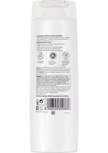 Pantene Şampuan Kepeğe Kar. 350 ml Paket (3 Adet)