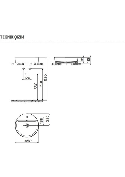 Loop Yuvarlak Çanak Lavabo Ø45 cm Mat Siyah