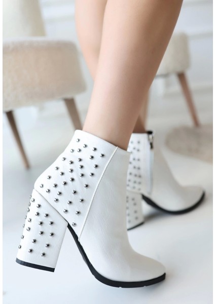 Yoont Beyaz Cilt Topuklu Bot fiyatları