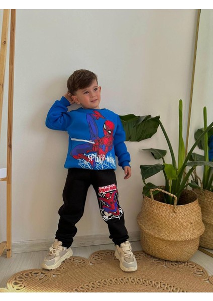 Örümcek Adam Desenli Baskılı Eşofman-Sweatshirt 3 Iplik Şardonlu Kışlık Erkek Çocuk Takım fiyatları