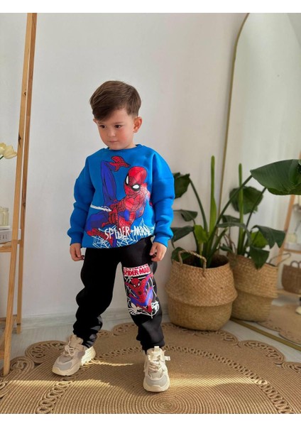 Örümcek Adam Desenli Baskılı Eşofman-Sweatshirt 3 Iplik Şardonlu Kışlık Erkek Çocuk Takım modelleri