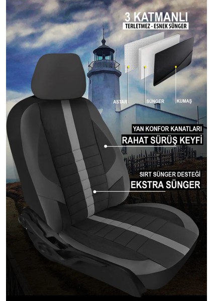 Ssangyong Kyron Luks M200 Xdi 2.0 4x4 5/at 2011 Trend Serisi Uyumlu 5 Koltuk Oto Koltuk Kılıfı Lüks Velur Kumaş Siyah