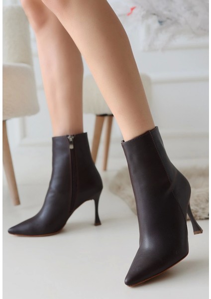 Jona Kahverengi Cilt Topuklu Bot modelleri