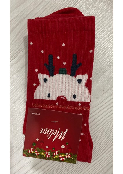 Noel ve Yılbaşı Temalı 4 Farklı Çorap 4 Çift Pamuklu Çorap Christmas indirimleri