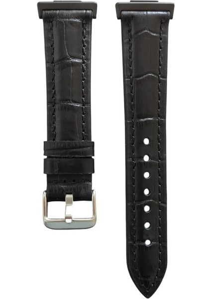 Huawei Watch Fit 2 Uyumlu Hakiki Deri Kordon Siyahi