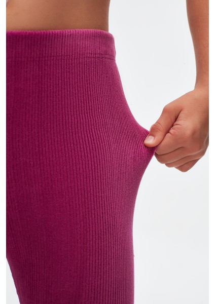 Mor Kız Çocuk Fitilli Kadife Tayt modelleri