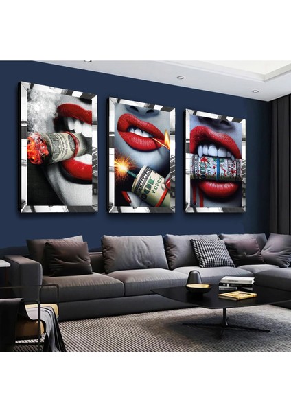 Allah Lafzı Gold Pleksi Kenar 3'lü Mdf Tablo Seti