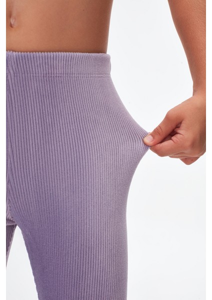 Açık Lila Kız Çocuk Fitilli Kadife Tayt modelleri