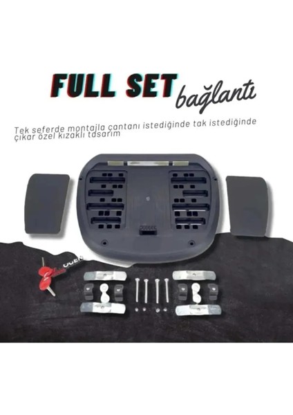 52 Lt Motosiklet Arka Çanta Üst Bagaj Sırt Dayamasız Basic Model Siyah