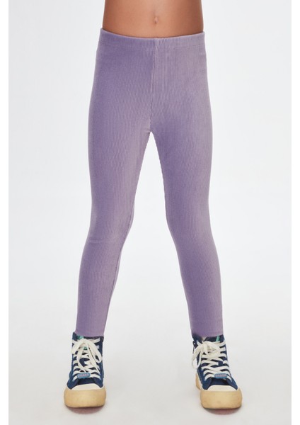 Açık Lila Kız Çocuk Fitilli Kadife Tayt fiyatları