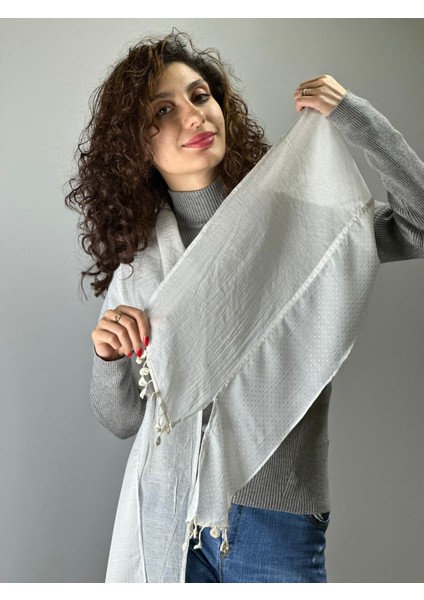 Puantiyeli Asimetrik Kadın Fular Şal 180X30 cm fiyatları