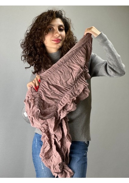 Triko Fırfırlı Lastikli Kadın Şal Fular 170X30 cm fiyatları