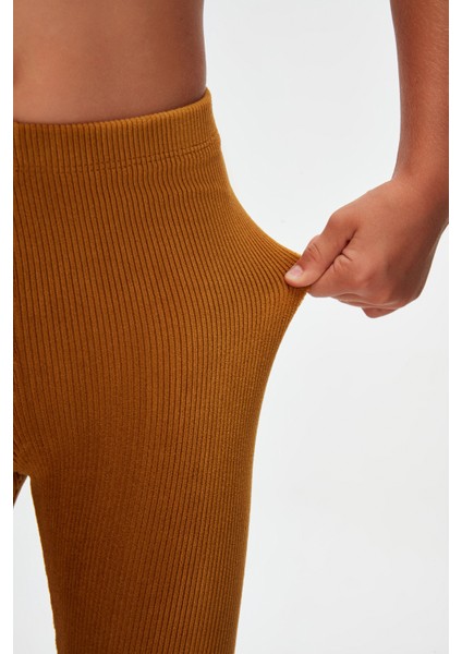 Hardal Kız Çocuk Fitilli Kadife Tayt modelleri