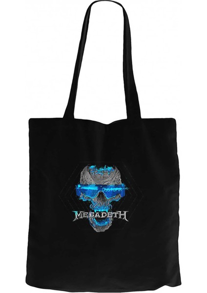 Megadeth Dystopia Skull Siyah Kanvas Bez Çanta