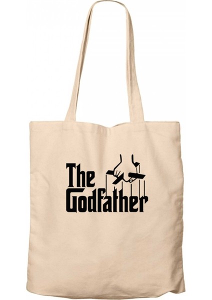 The Godfather Black Text Krem Kanvas Bez Çanta