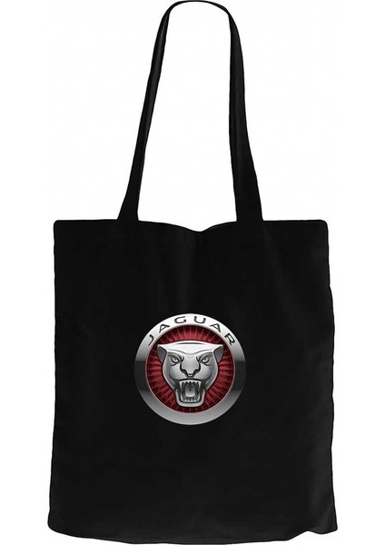 Jaguar Color Logo Siyah Kanvas Bez Çanta