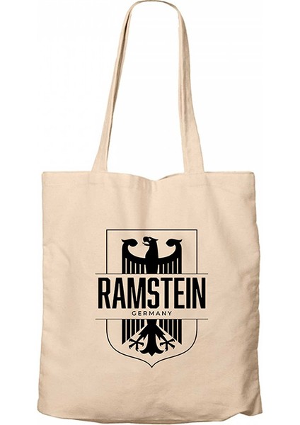 Rammstein Germany Krem Kanvas Bez Çanta