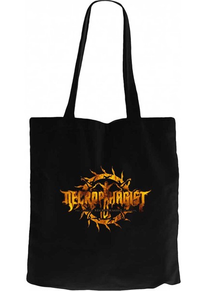 Necrophagist Logo Siyah Kanvas Bez Çanta
