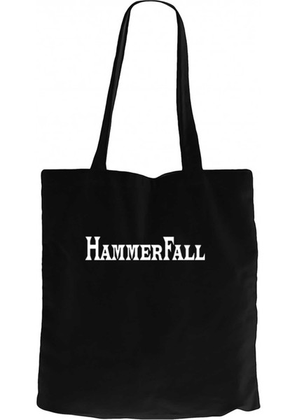Hammerfall Logo Siyah Kanvas Bez Çanta