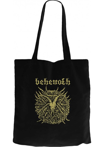 Behemoth Goat Pentagram Siyah Kanvas Bez Çanta