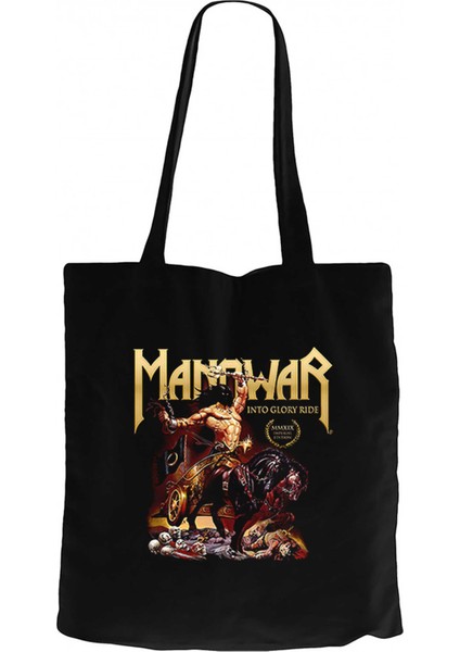 Manowar Into Glory Ride Siyah Kanvas Bez Çanta