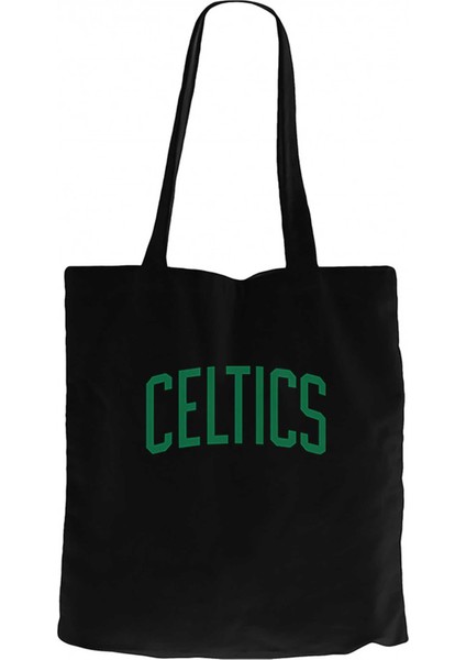 Boston Celtics Yazı Siyah Kanvas Bez Çanta