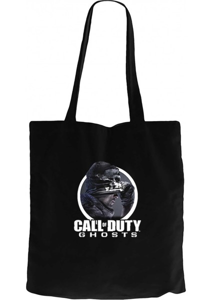 Call Of Duty Ghosts Text Siyah Kanvas Bez Çanta