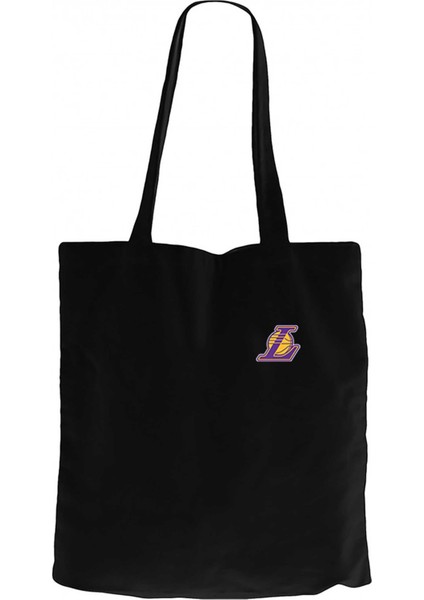 Los Angeles Lakers Logo Siyah Kanvas Bez Çanta