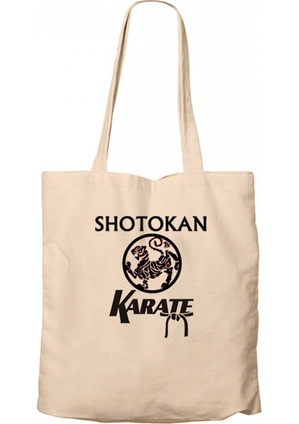 Shotokan Karate Logo Krem Kanvas Bez Çanta