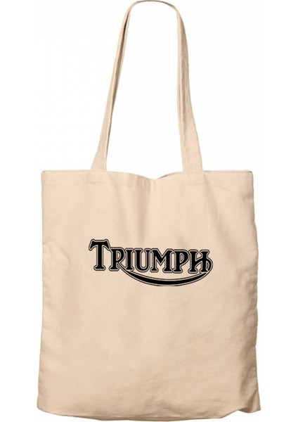 Triumph Motorcycles Logo Krem Kanvas Bez Çanta