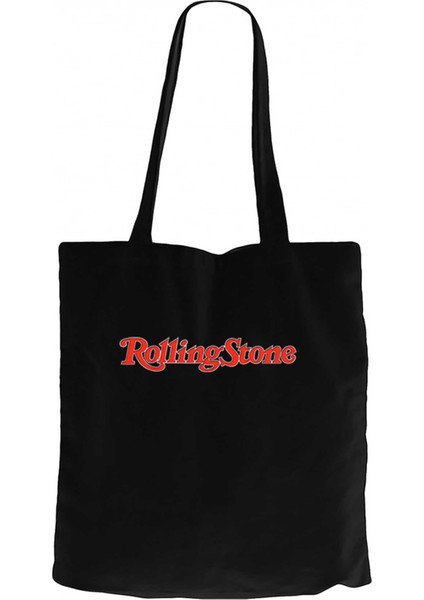 The Rolling Stones Text Siyah Kanvas Bez Çanta