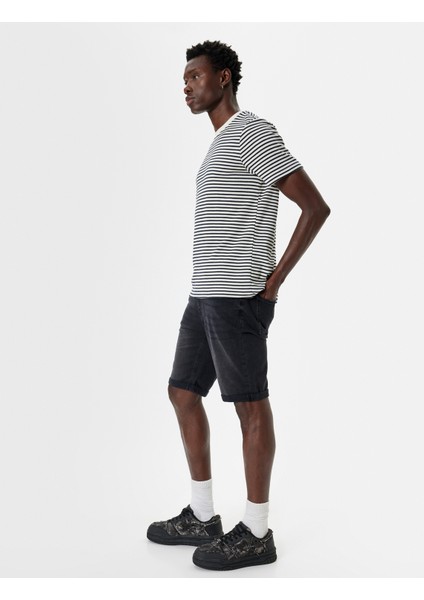 Kot Şort Bermuda Bol Kalıp Cep Detaylı Pamuklu