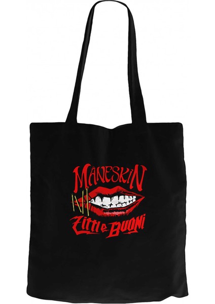 Maneskin Zitti E Buoni Siyah Kanvas Bez Çanta