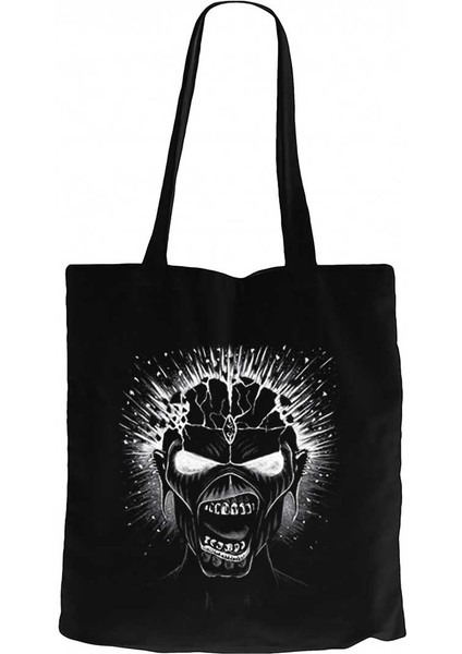 Iron Maiden Skull Siyah Kanvas Bez Çanta